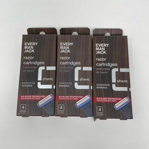 3 Boxes of 4 Cartridges Every Man Jack Razor Cartridges Sensitive (12 Total) NEW